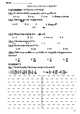 8 Đề kiểm tra chương I - Đại số 7